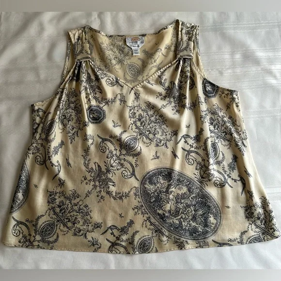 Talbots Cream and Black Patterned Blouse - Picture 5 of 14